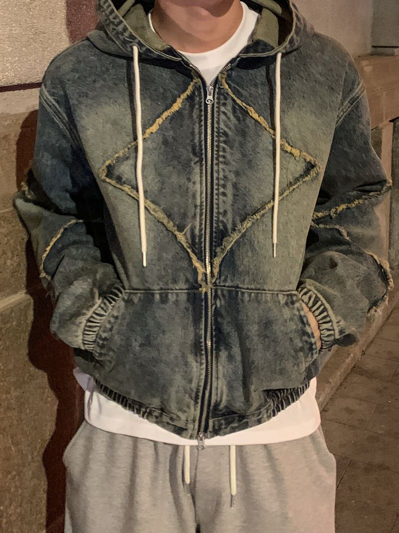 Nanjing vintage denim hooded jacket