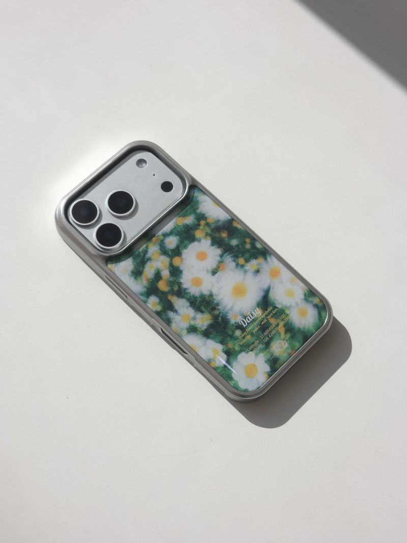 [MADE] デイジーガーデンエポキシシルバーバンバーケース [iPhone/Galaxy]