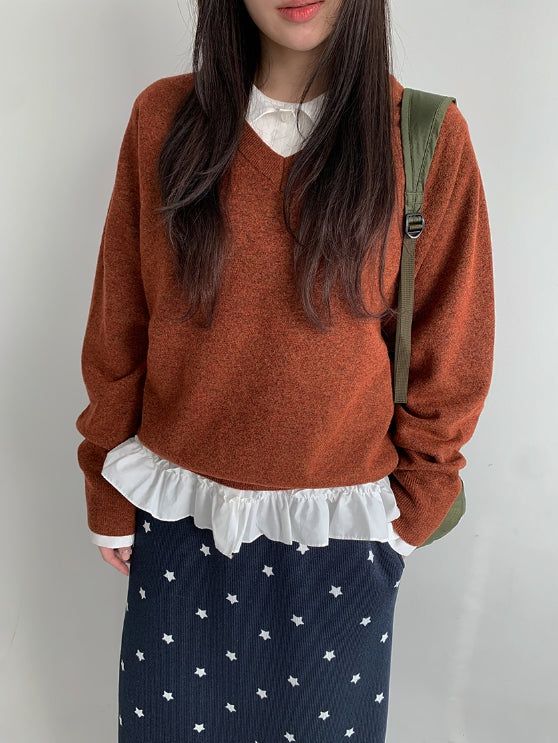Husit Color Wool V-Neck Knit