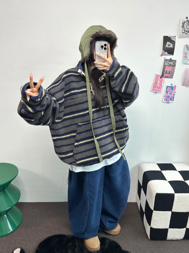 BOTH-SIDES FLEECE SNAP LONG PANTS 🧸🩵🤍6COLOR