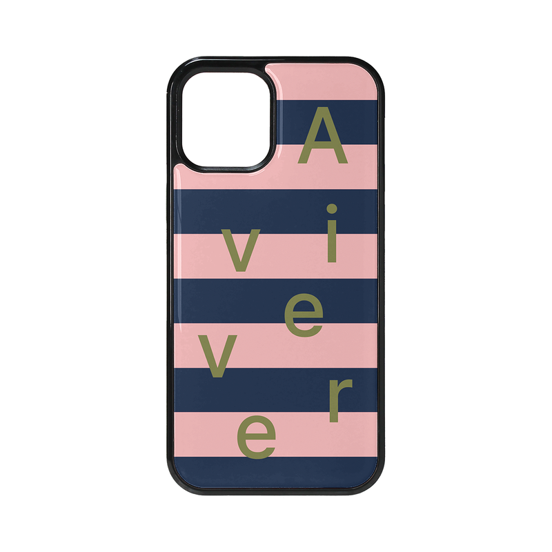 Avivere（アビベール）の「[MADE] stripe logo glass bumper case(pinknavy)（Smartphone Accessories）」