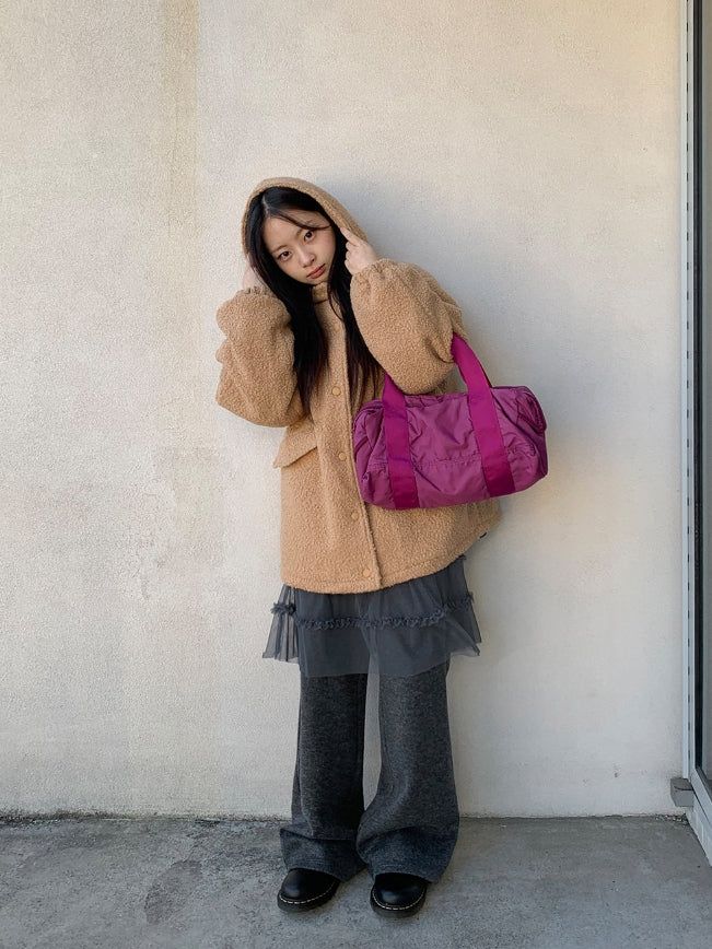 Syasdeulo Quilted Boucle Hood Half Coat Jacket