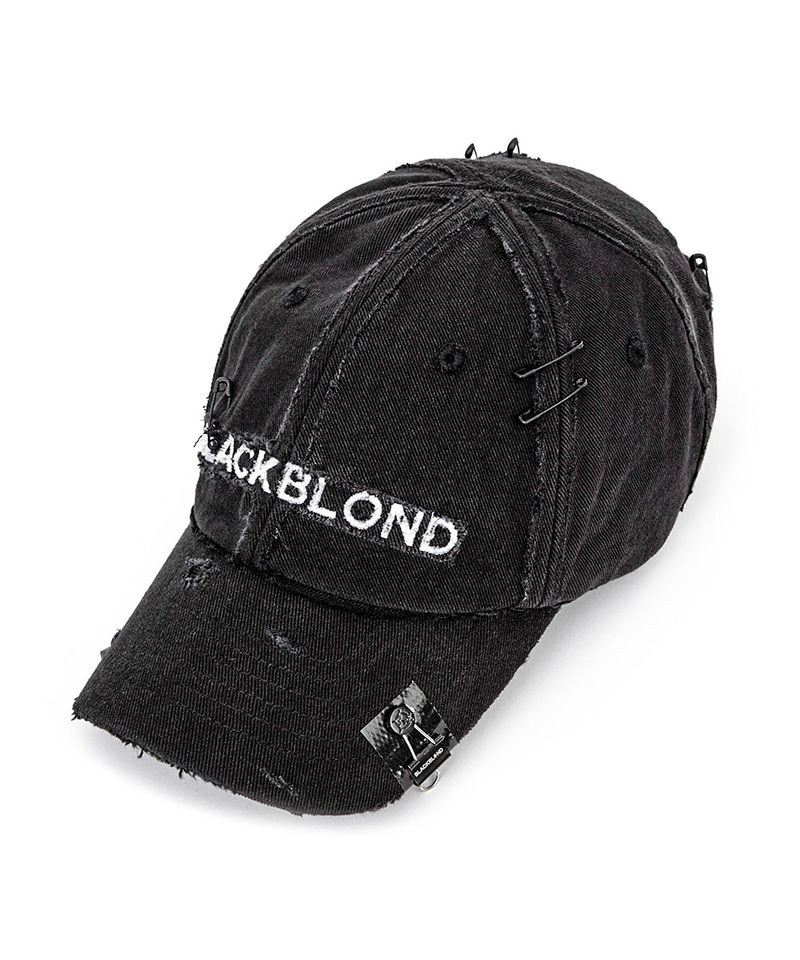BLACKBLOND（ブラックブロンド）の「クロスダメージカスタムデニムキャップ（帽子）」