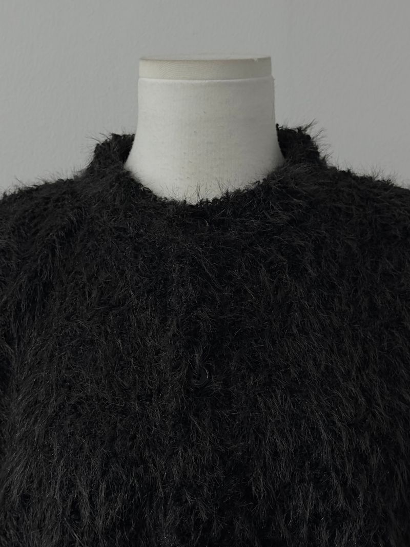 fuzzy airy round knit cardigan (2color)