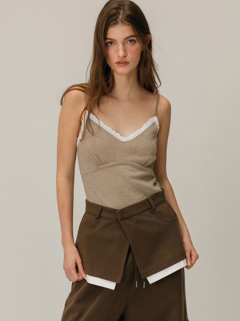 CARGO LAYERED SKIRT PANTS / BLACK