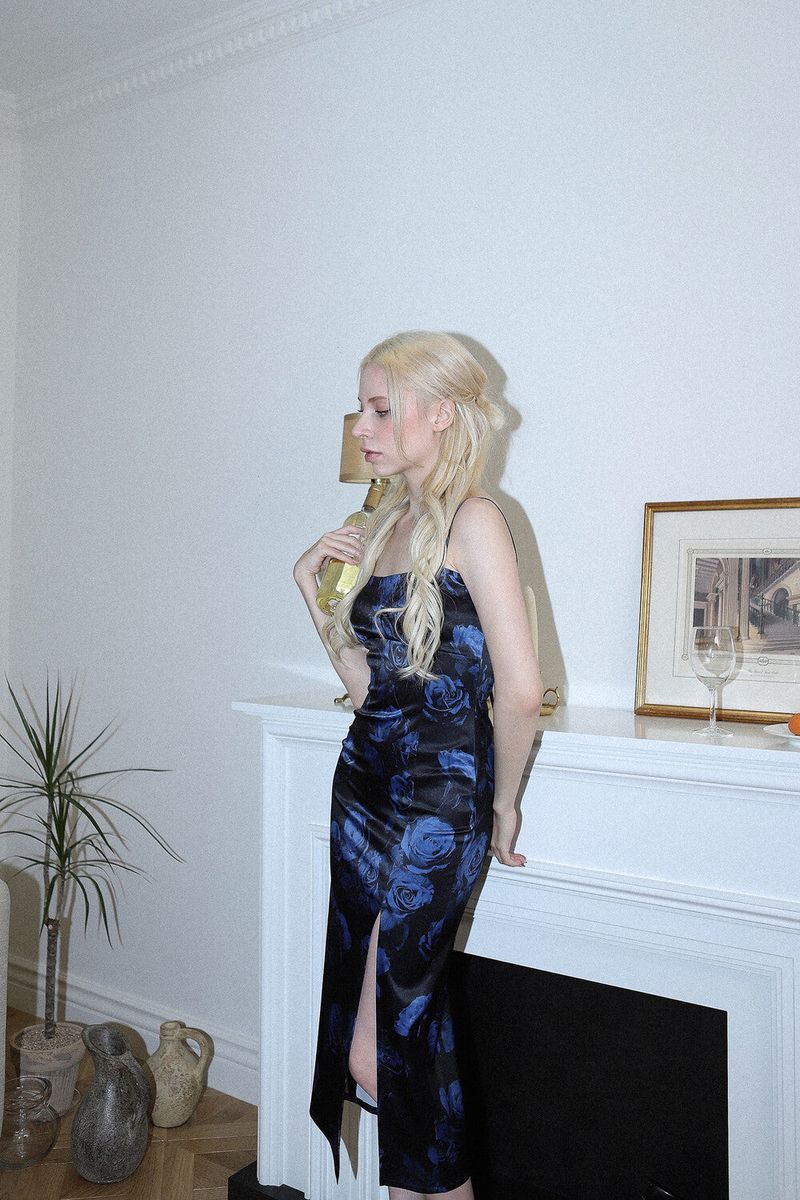 ROSE SLIT DRESS[blue]
