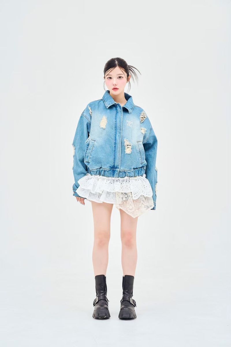 damage denim jacket