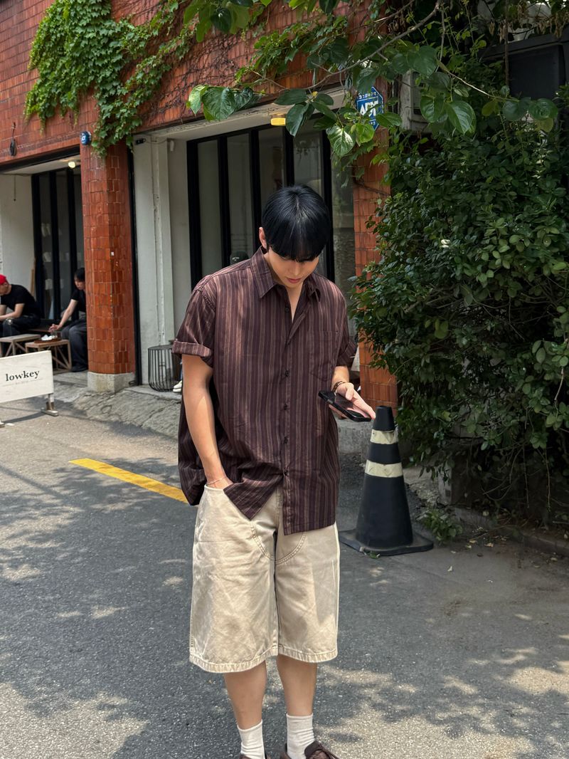 Dying double carpenter bermuda pants