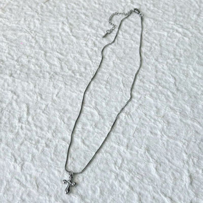 Liquid Silver Cross Necklace