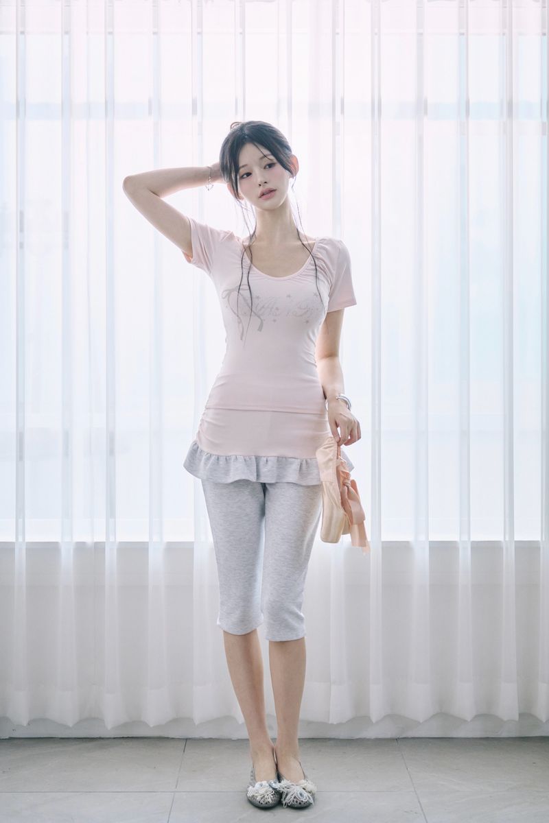[MADE] Sparkle Rhinestone Ruched V-Neck Tee