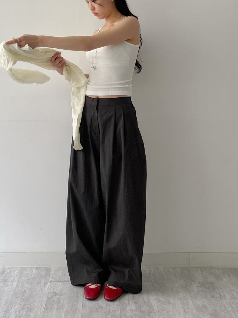 Twill Balloon Fit Wide Pants