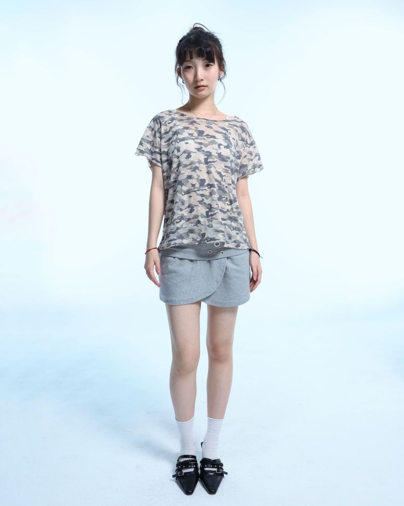 Camo Slash Eyelet Tee