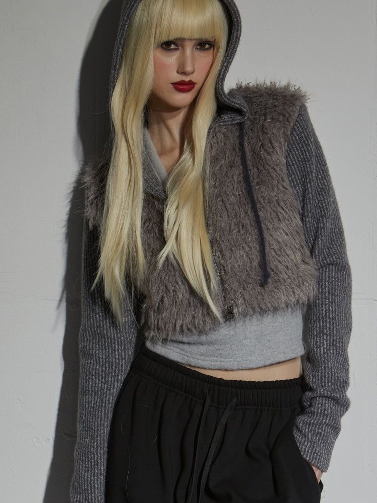 ANGORA FUR ZIP-UP