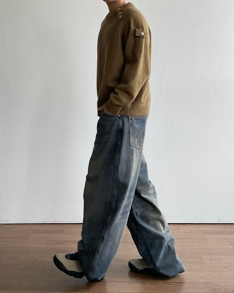 Bis Diagonal Button Knit