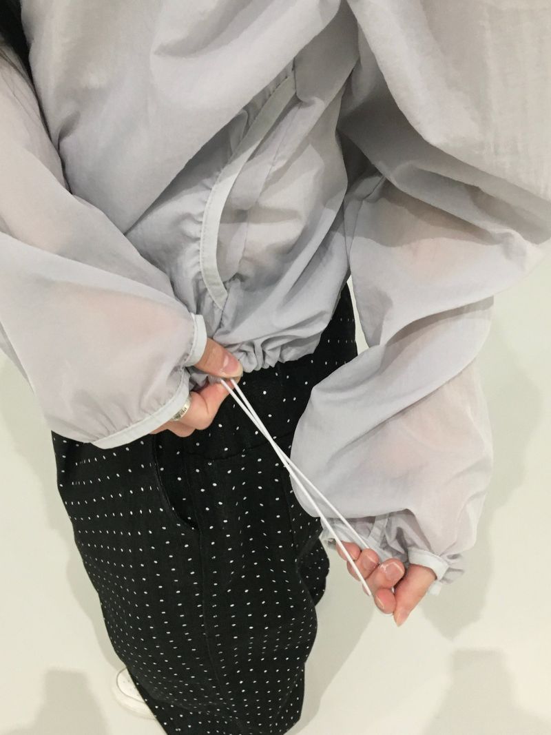 Sheer diagonal see-through windbreaker (5c)