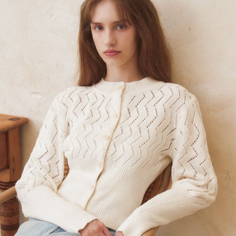 DIAMOND HOURGLASS CARDIGAN - IVORY