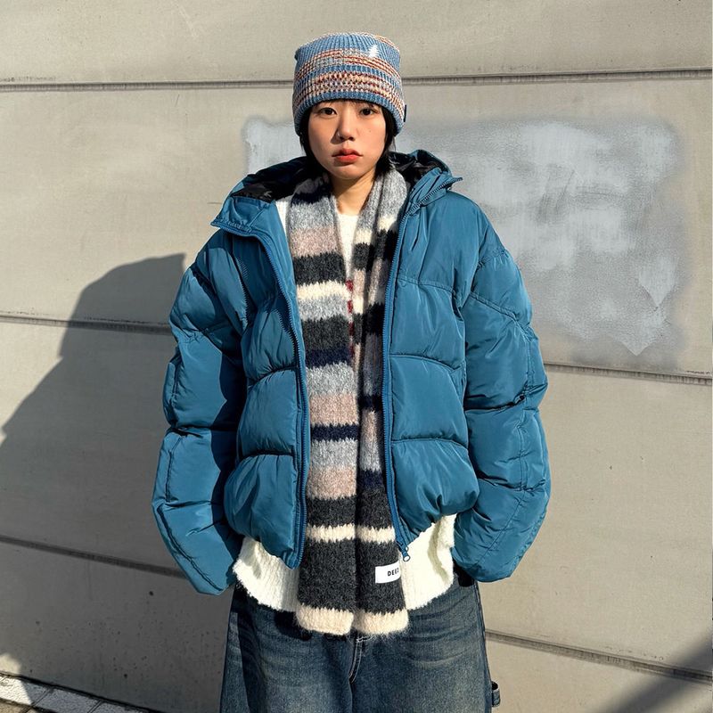 Oversized Welon-Slit Hooded Puffer Jacket