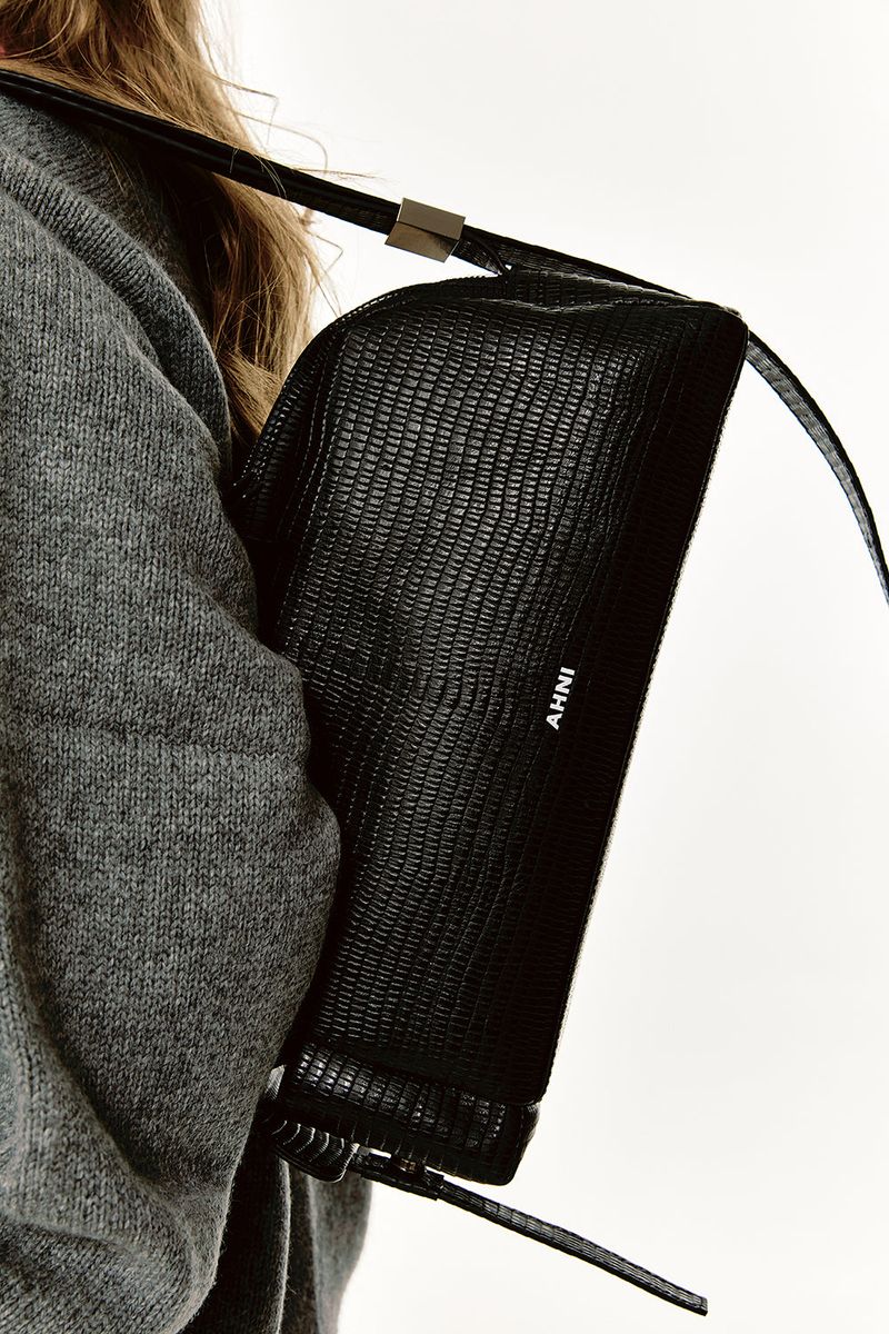 Lizard Shoulder bag_Black