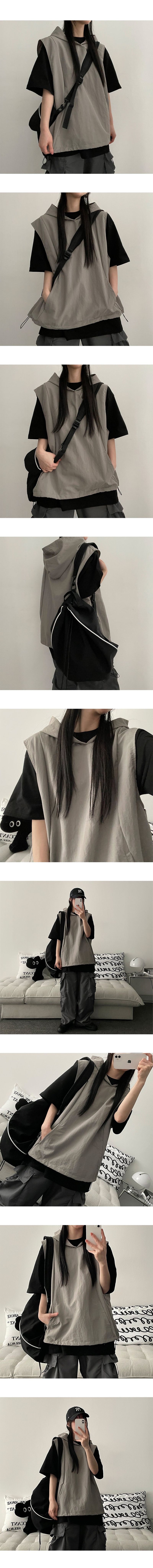 Slow nylon windbreaker hooded vest