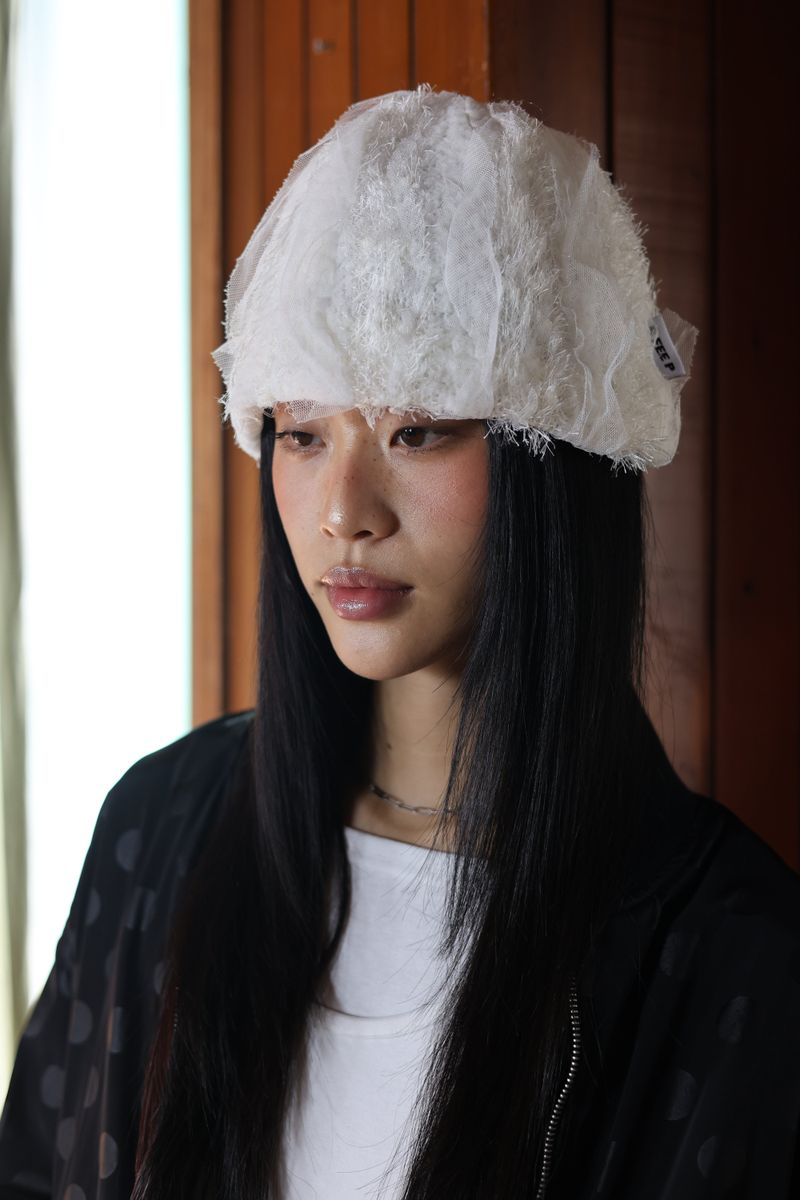 lace beanie_white