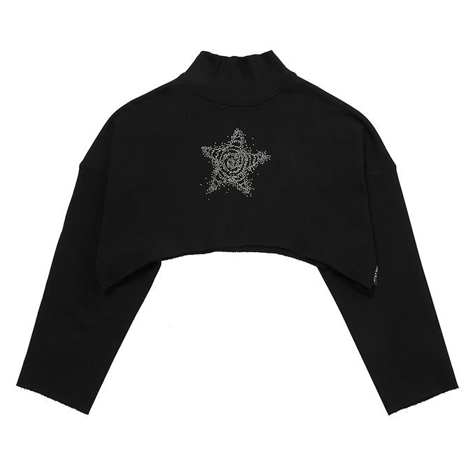 BLACK TURTLENECK CROP SWEATSHIRT