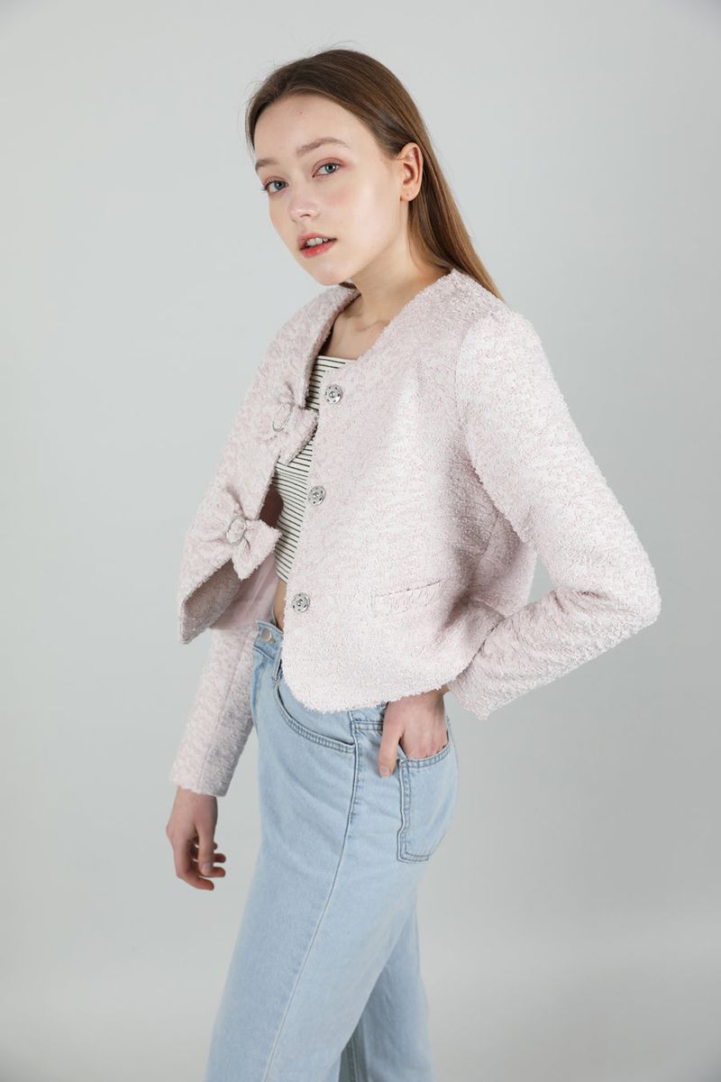 Tweed Ribbon Jacket Pink