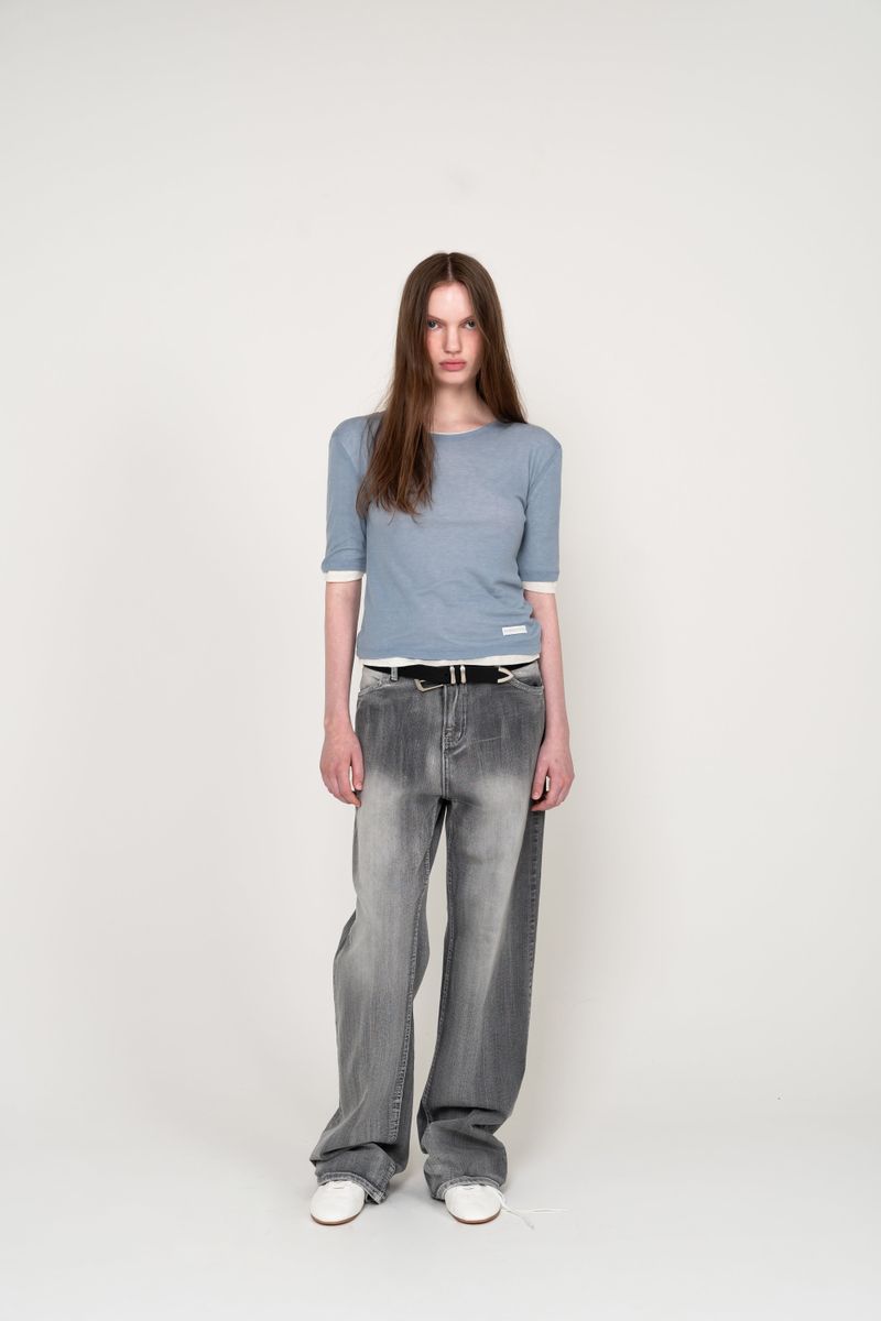 BACK-LINE WASHING DENIM JEANS (LIGHT GREY)