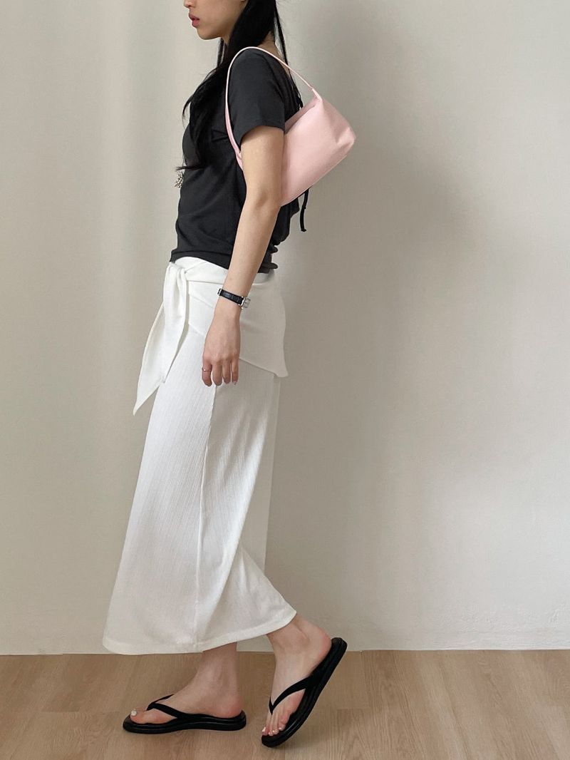 [Scarf SET] Pleated H-Line Long Skirt