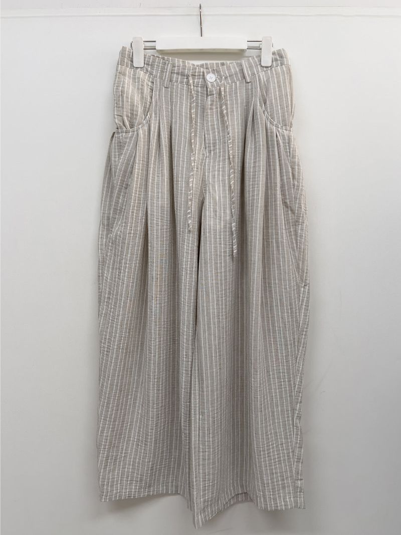 Rose String Stripe Wide Pants