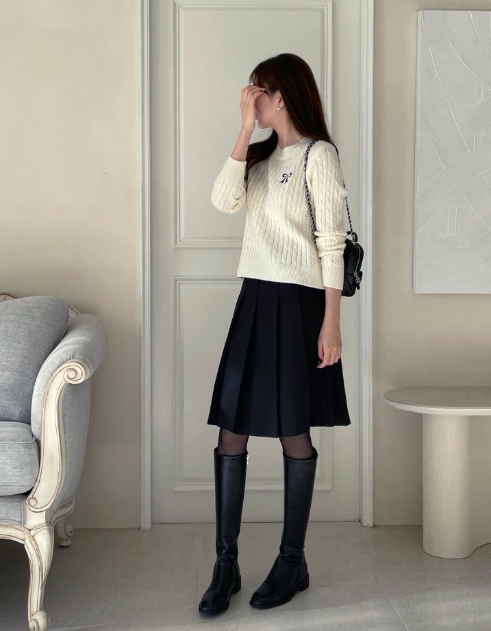 Zeno Ribbon Embroidery Cable Knit