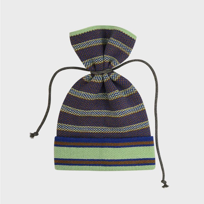 TIE-UP STRIPE BEANIE (MELON)