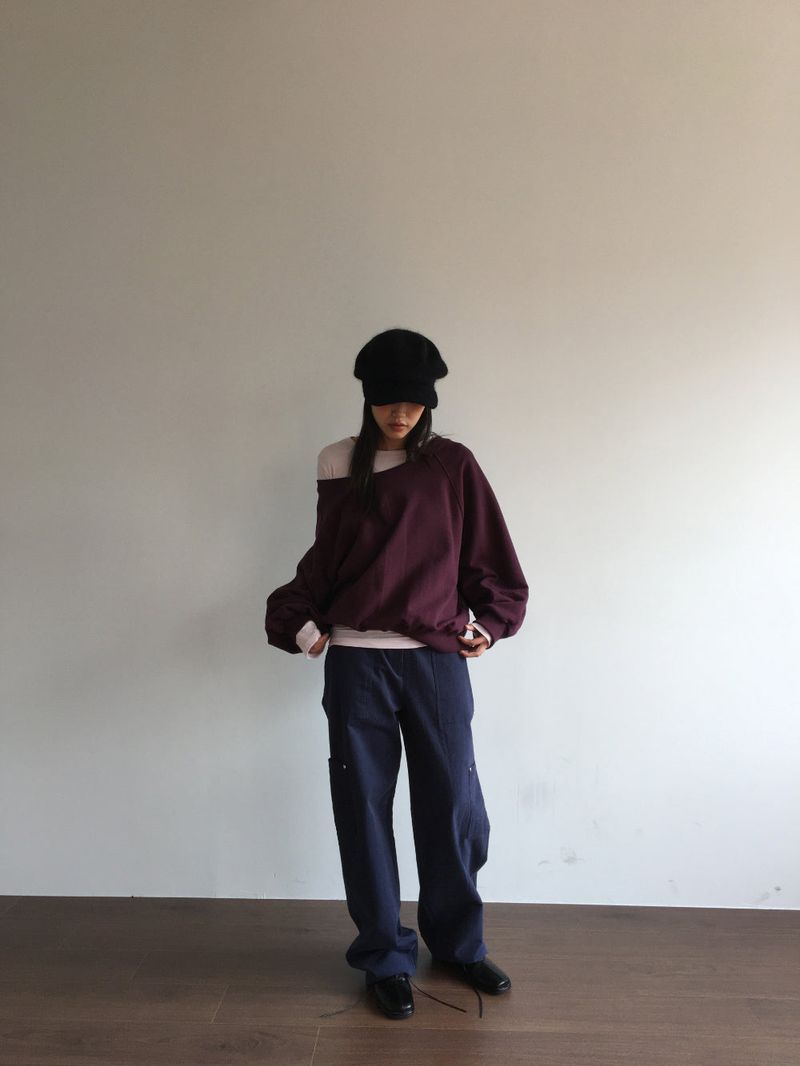 Mauve One-Shoulder Off Sweatshirt (2 Colors)