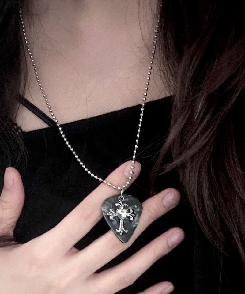 Rockstar Guitar Peak Cross Necklace
