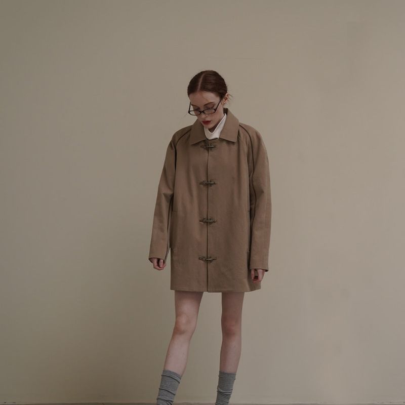 Beige Trench Half Coat