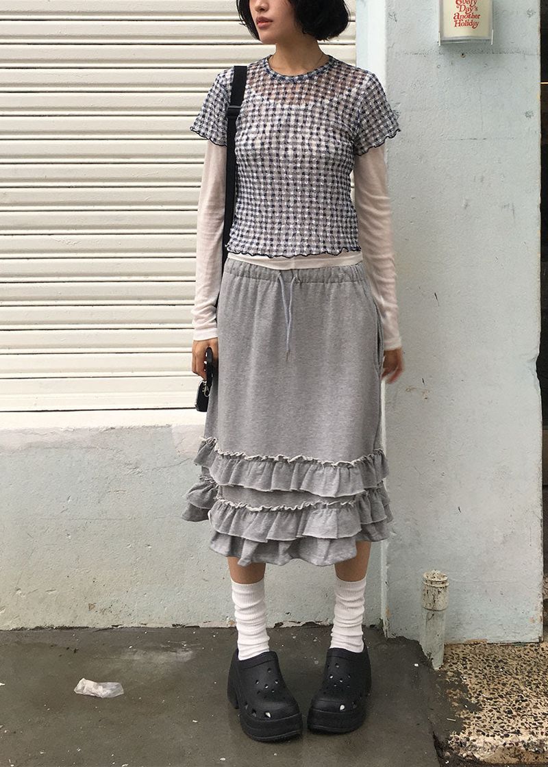 FRILL MIDI SKIRT