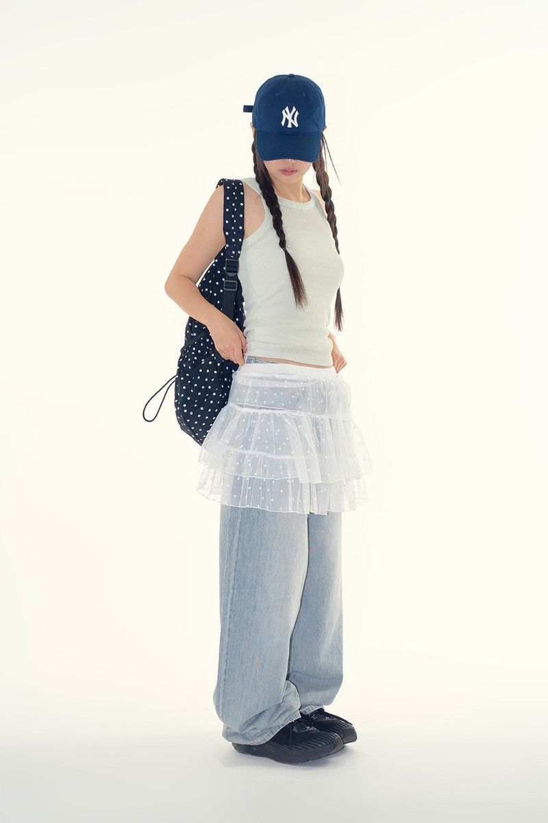 Half wrinkled ribbed sleeveless