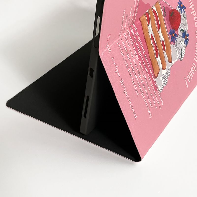 iPad Leatherette Case_Strawberry Whipped Cream Cake