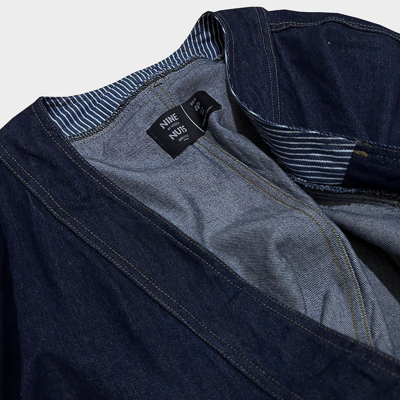 stripe patch denim cardigan_blue