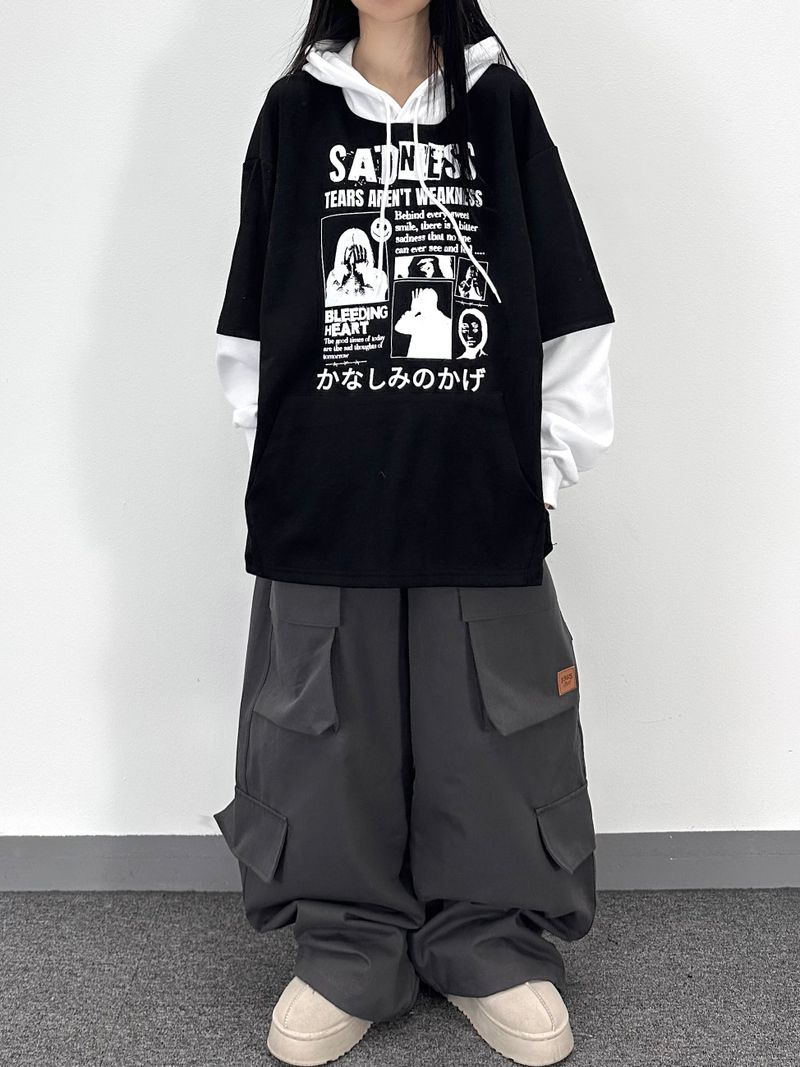 crying layered hoodie