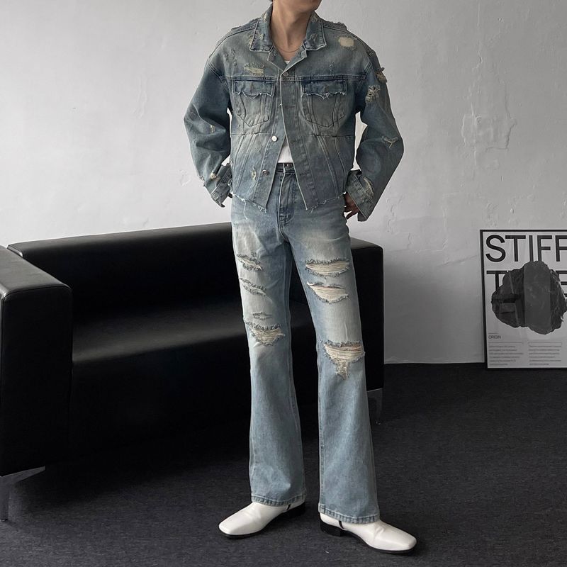 MG624,625 incision damage jean jacket (2 colors)