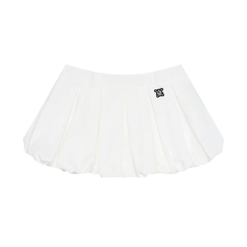 DVRK PRIVÉ PLEATED BUBBLE HEM MINI SKIRT - WHITE