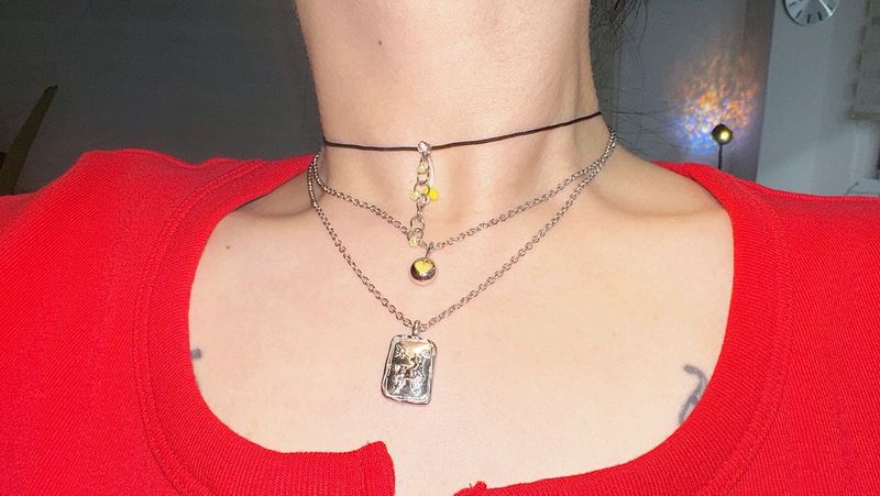 Pierced beads choker (4color)