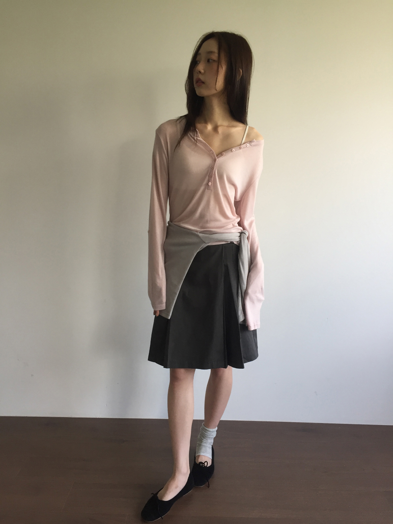 Fold wrap midi skirt (2color)
