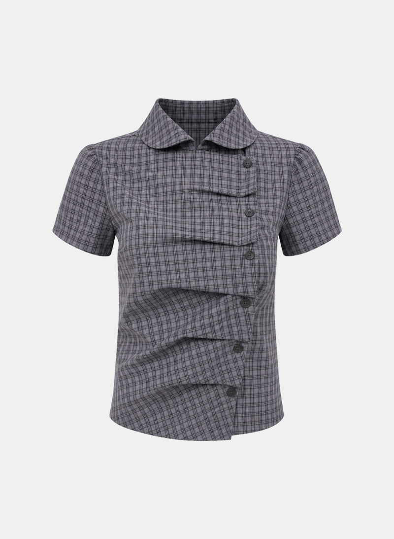 Orla Shirring Check Blouse