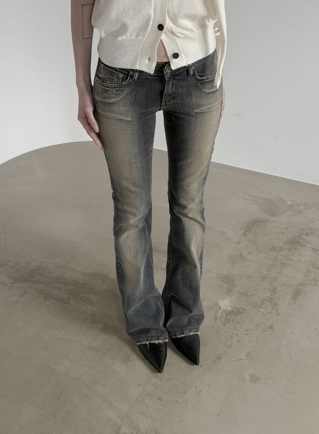 Sand Tin Washed Raw Bootcut Denim