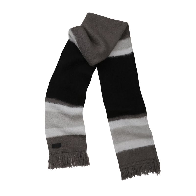 EEERRR Stripe brushed wool knit muffler (Black)