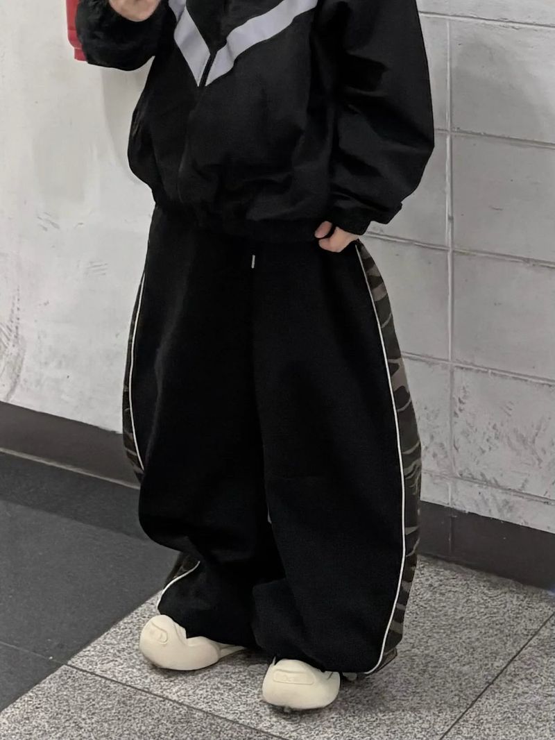 camo panel piping sweatpants
