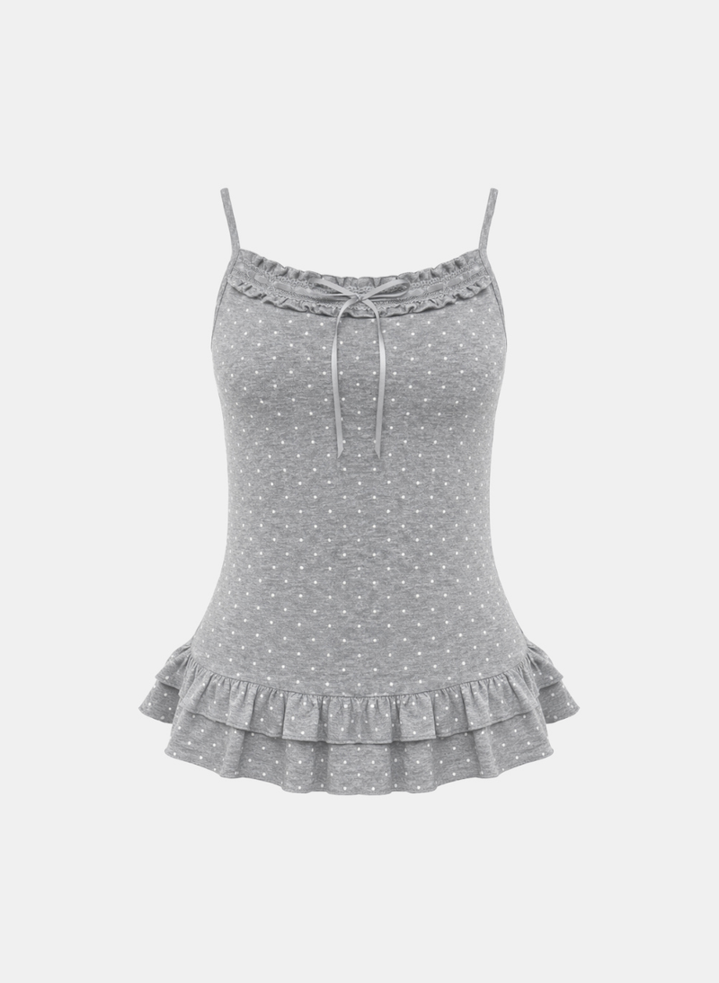 Miel Dot Frill Cardigan Set