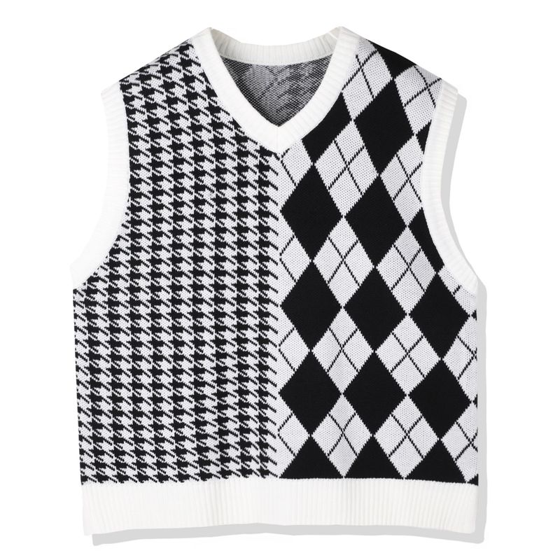 ARGYLE & HOUND CHECK KNIT VEST