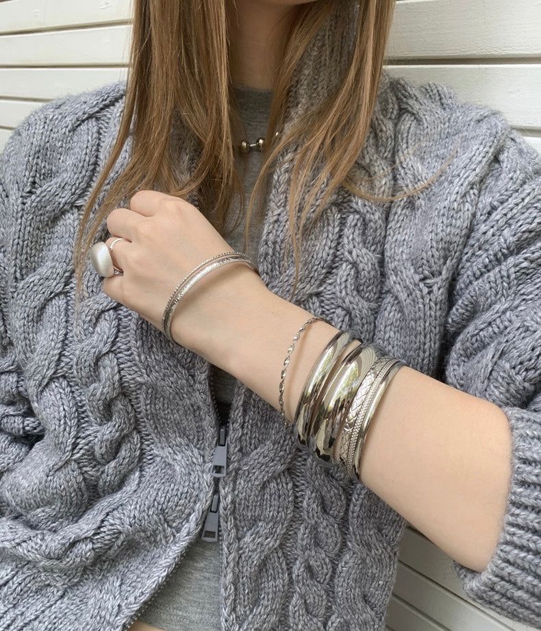 Mixed silver bangle SET